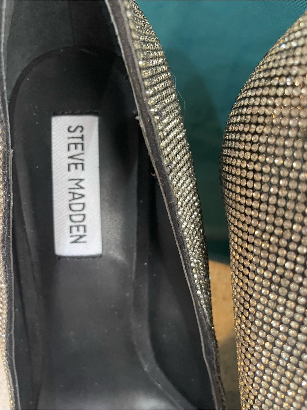 Steve Madden Rhinestone Pointed Toe Pumps - Silver/Black Sparkle - Picture 4 of 13